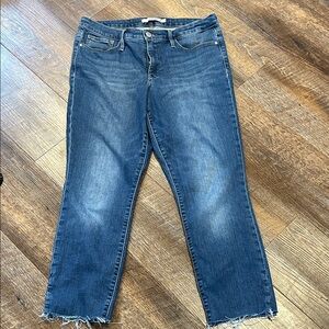 Athleta Women's Cropped Raw-Hem Jeans in Medium Blue